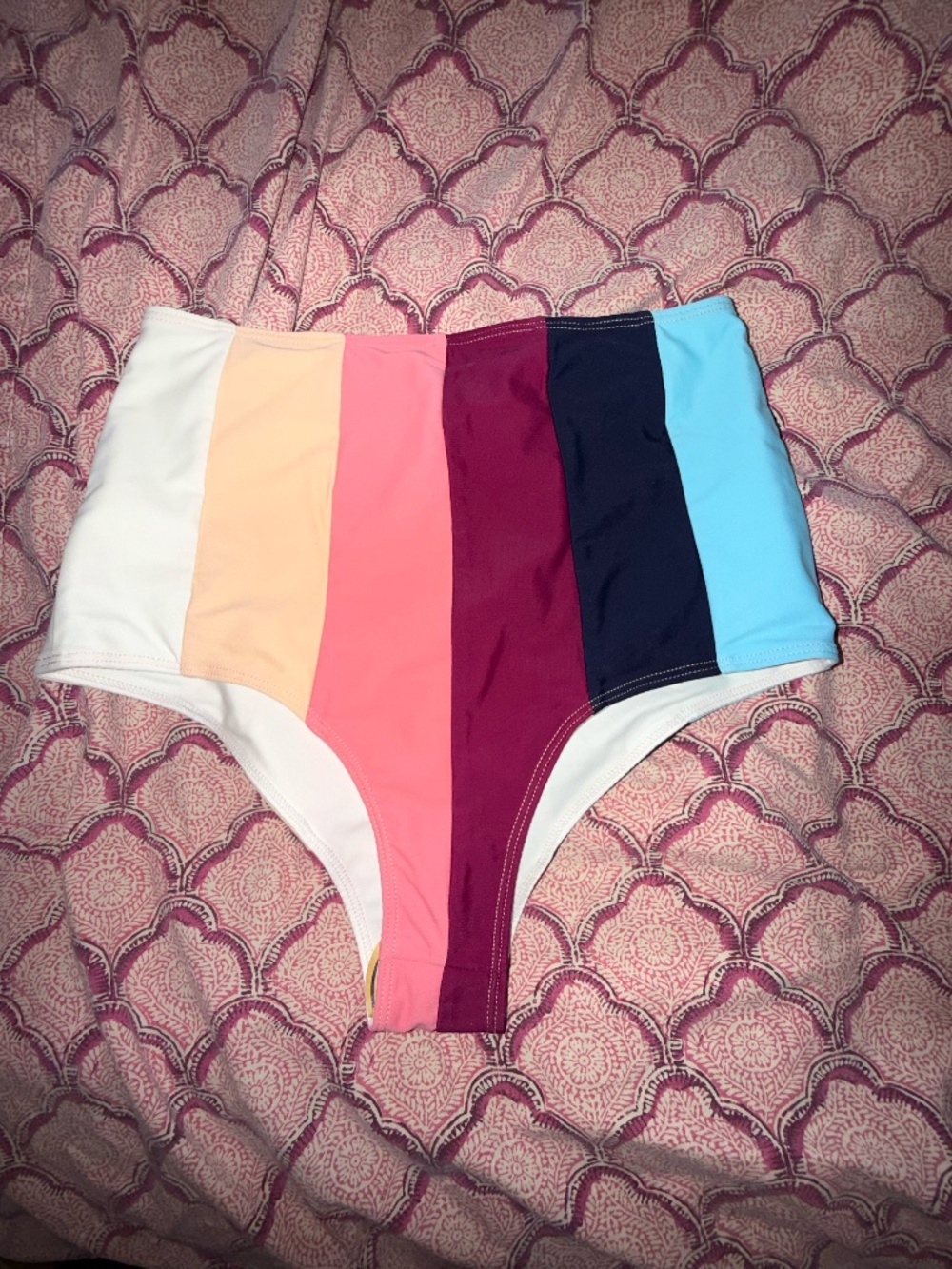 Paper London XS colorblock swimsuit bikini bottoms high waist